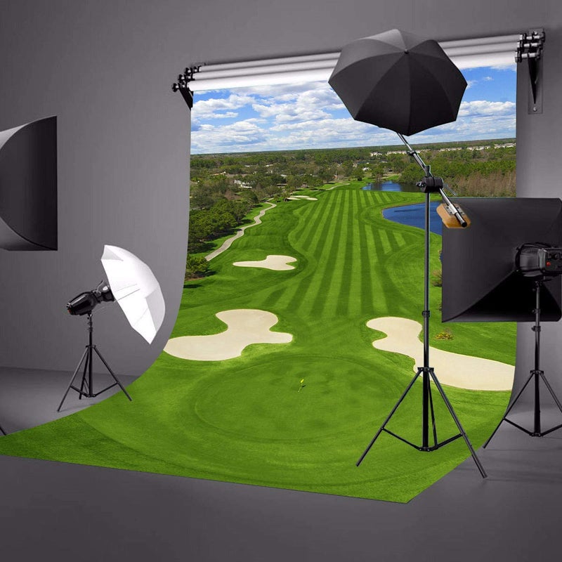 LYLYCTY 5x7ft Golf Course Backdrop Blue Sky White Clouds and Bunker Green Grass Backgrounds for Photography LYZY0798 - Image 4